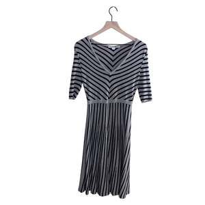 BODEN navy and gray sweater fit and flare dress 8
